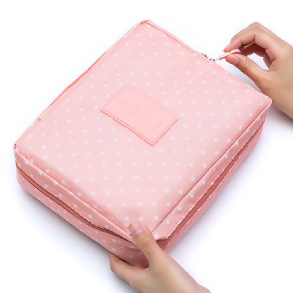 Large Multi Section Zippered Cosmetic Travel Bag - Picture 4 of 10